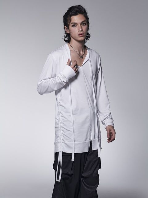 SideShirringRibT-Shirt / サイドシャリーング リブTシャツ / ホワイト 【kiryuyrik】