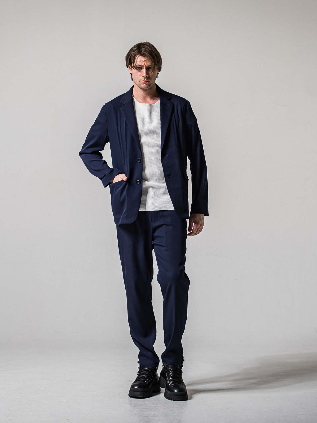 【予約品 11月16日(日) 締切】GARY LOOSE JACKET / ルーズフィット ジャージ テーラードジャケット / ネイビー