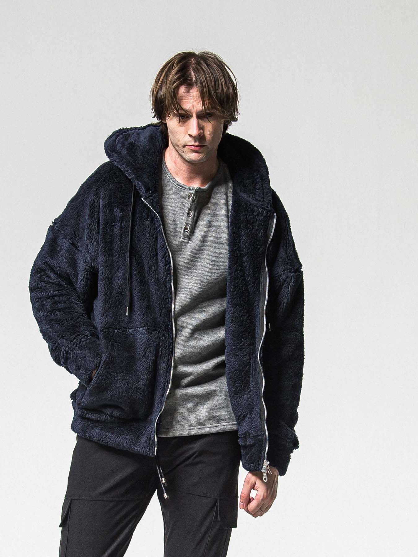 【予約品 】BOA ZIP LOOSE HOODIE / ボア ジップ ルーズフーディ / ネイビー
