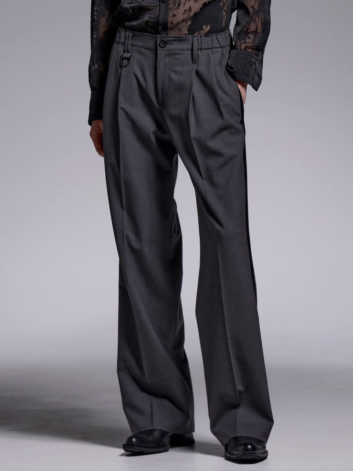 Side Line Wide Slacks / サイドライン ワイドスラックス / グレー