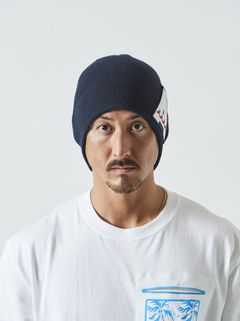 (予約品)  muta A Logo Back Pool Knit Cap / ニットキャップ / ネイビー 【Acanthus×muta】 9月下旬頃入荷予定