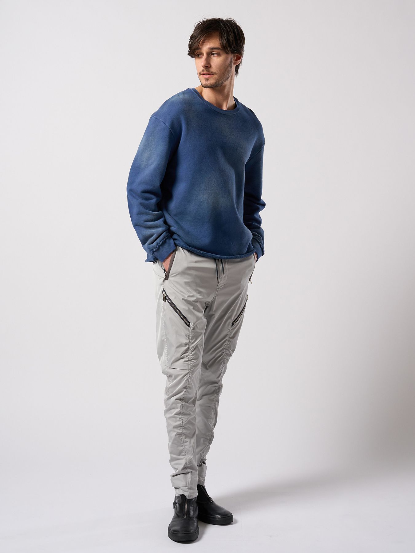 【予約品 4月19日(日) 18時締切】fade cut-off sweatshirt / フェード カットオフ スウェットシャツ / フェードネイビー