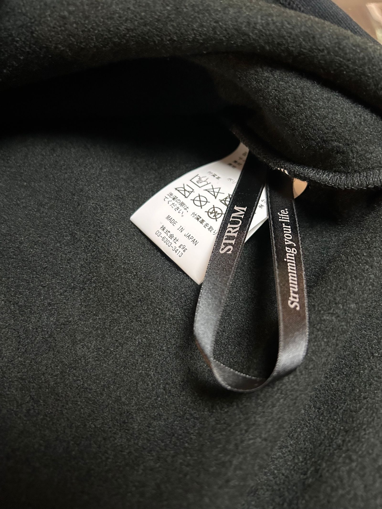 Fleece Lining Jersey L/S Crew Neck T-shirt  / L/S革紐付き クルーネック T シャツ  / ブラック