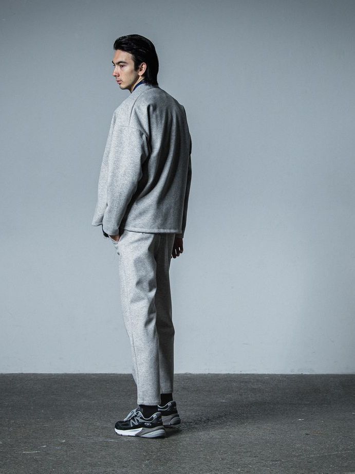 《予約品》 PAT WIDE EASY PANTS  / イージースラックス / グレー・メルトン