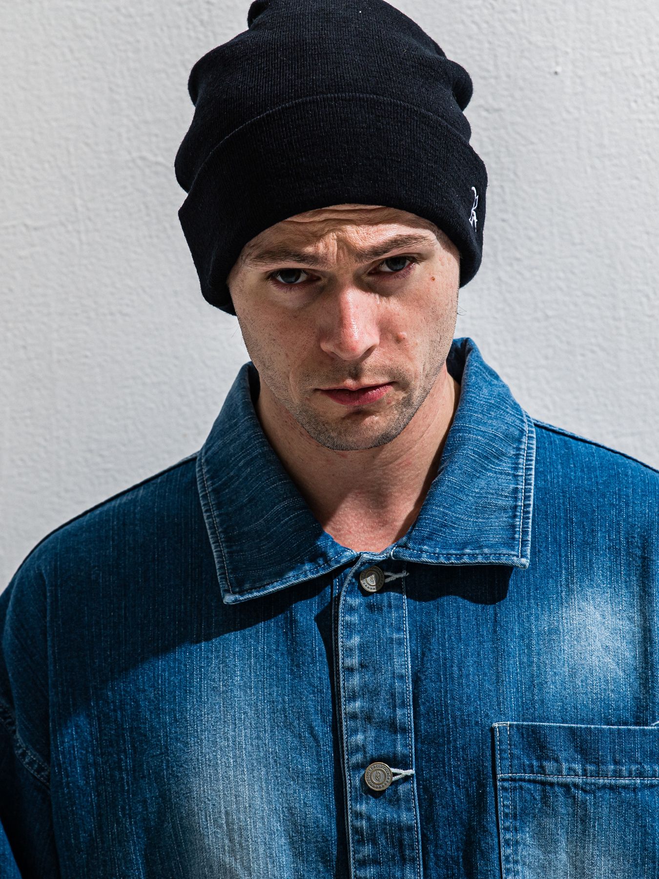 【予約品 11月16日(日) 締切】LINEN KNIT CAP / リネン RCロゴ刺繍 ニットキャップ / ブラック