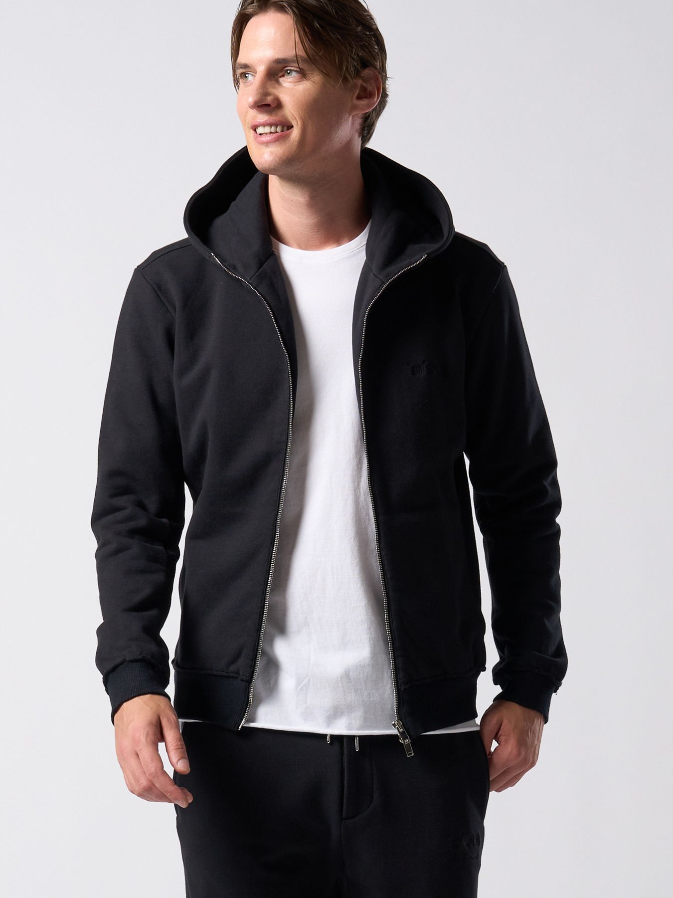 【予約品】muta × wjk collection：super urake zip-up parka / 裏毛ジップアップフーディ / ブラック