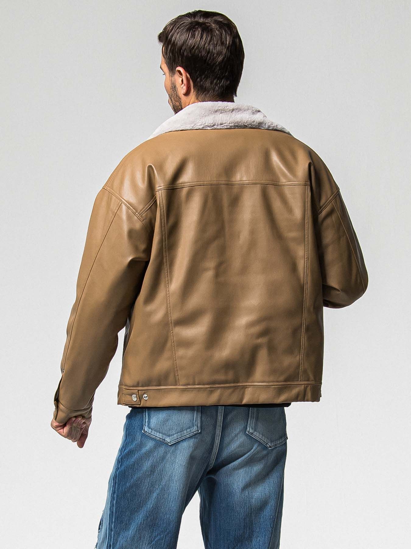 【予約品 8月31日(日) 締切】LEATHER FUR OVER G / レザーファーオーバーGジャケット / キャメル