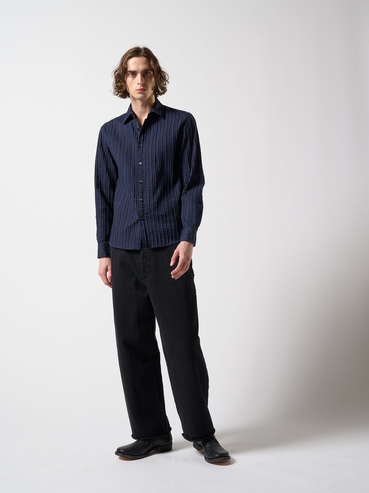 【予約品】 stripe shirt / ストライプシャツ / ネイビー