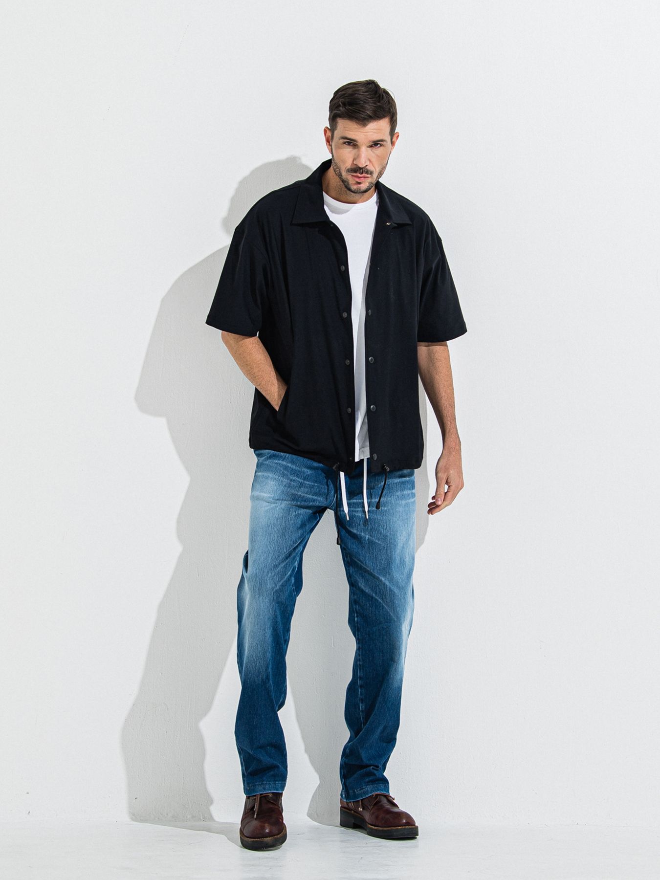 【予約品】NYLON HALF COACH JACKET / ナイロンハーフコーチジャケット / ブラック