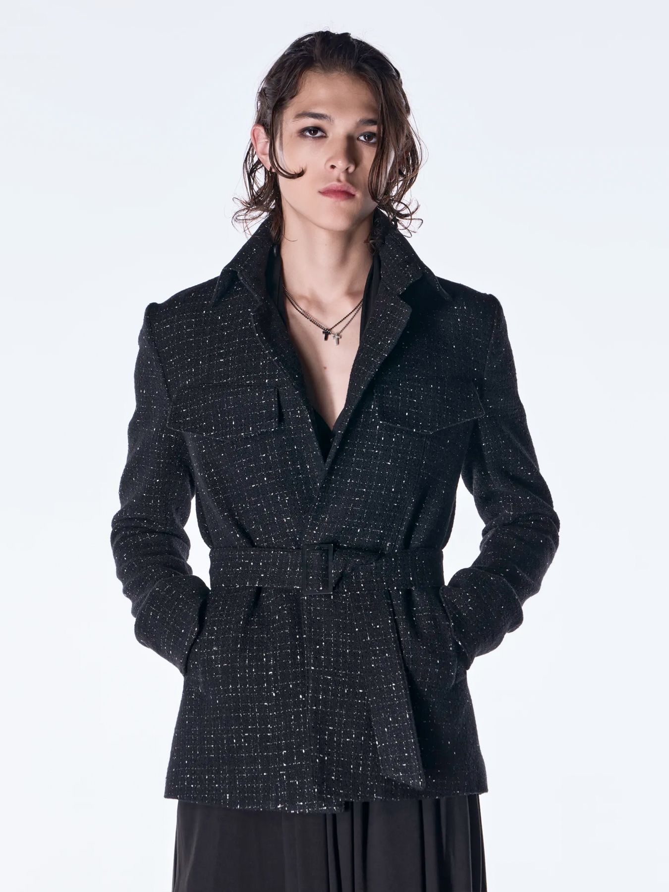 【予約品 6月29日(月) 締切】Tweed Safari Blouson / ツイード サファリブルゾン / ブラック