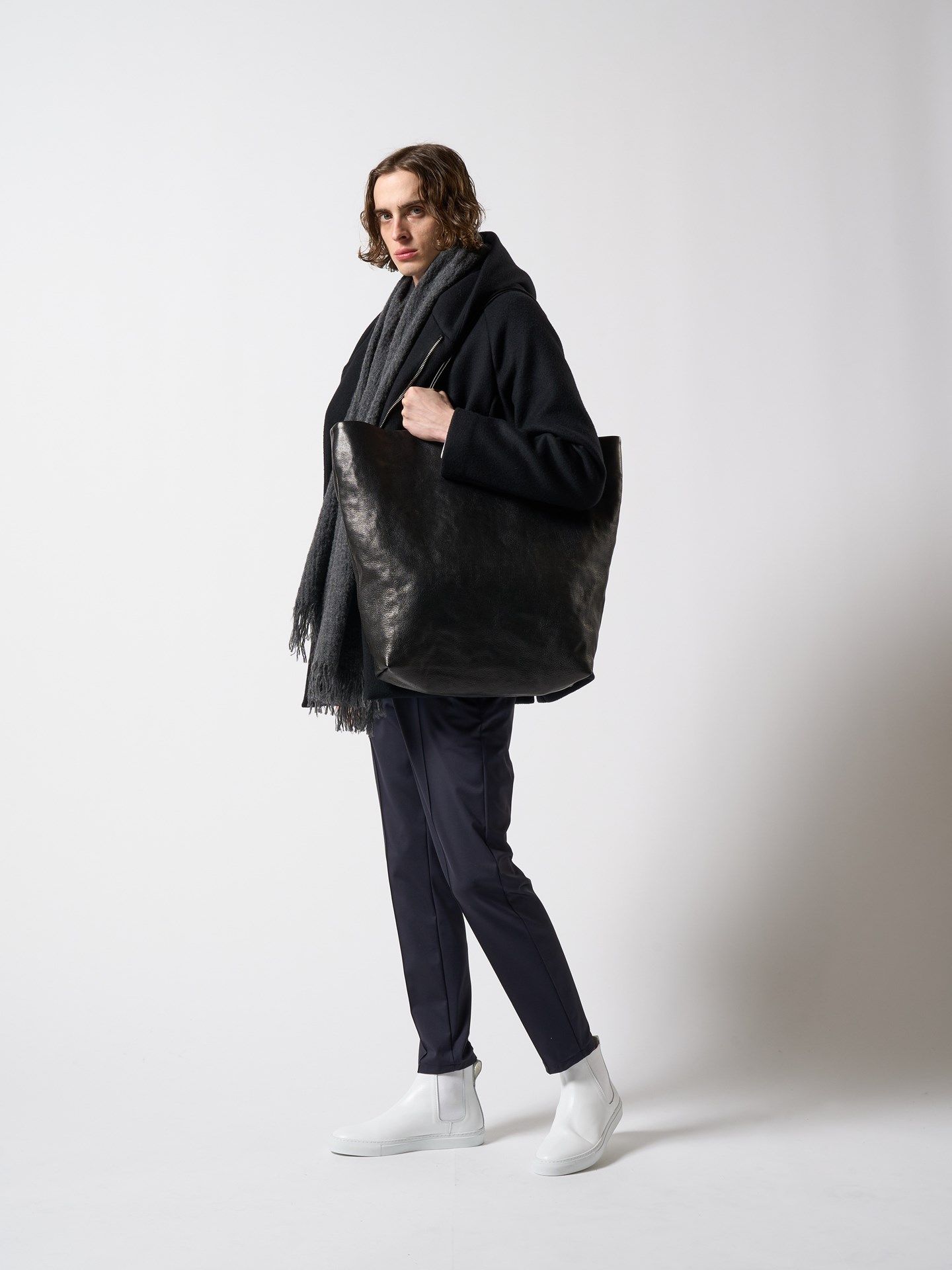 【予約品】 KOBE LEATHER big tote bag/ トートバッグ / ブラック