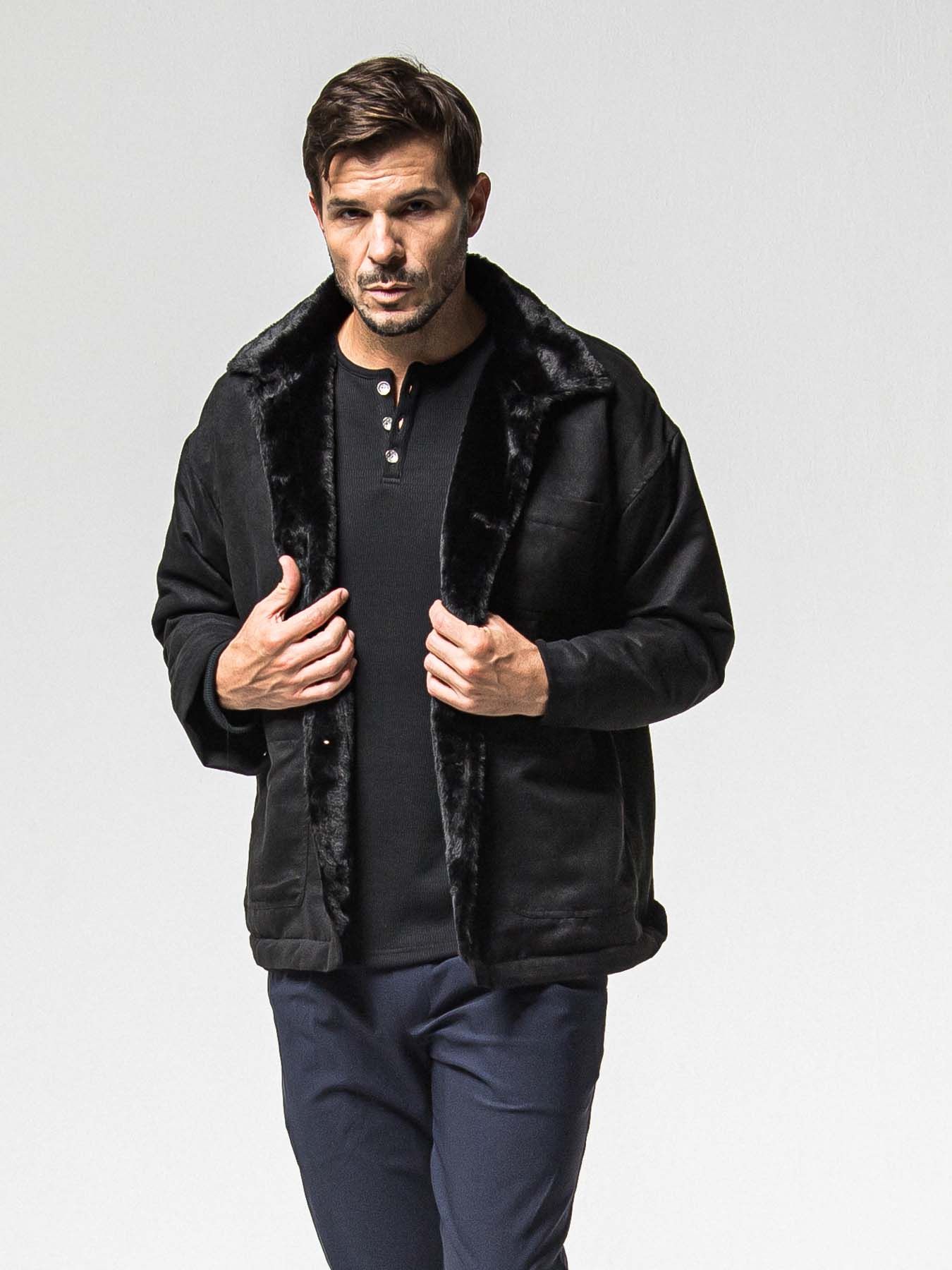 【予約品 】SUEDE FUR CAVER ALL / スウェードファーカバーオール / ブラック