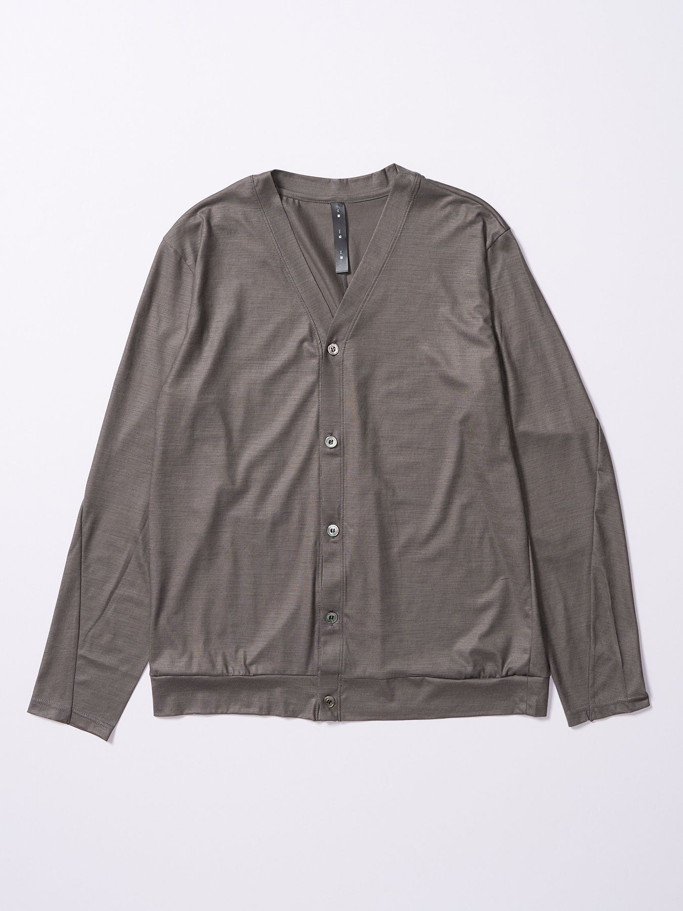 【予約品 4月19日(日) 18時締切】ex.comfy wool middle cardigan / メリノウールジャージー カーディガン / スチールグレー