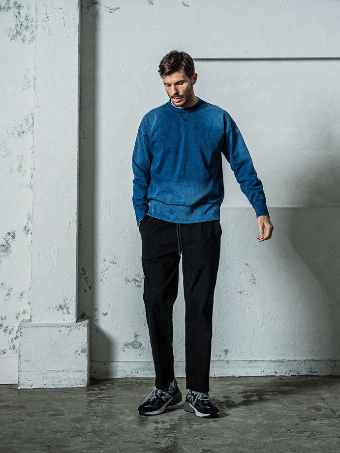 《予約11月17日19時締め》  DENIM JERSEY loose trainer / トレーナー / ダークインディゴ