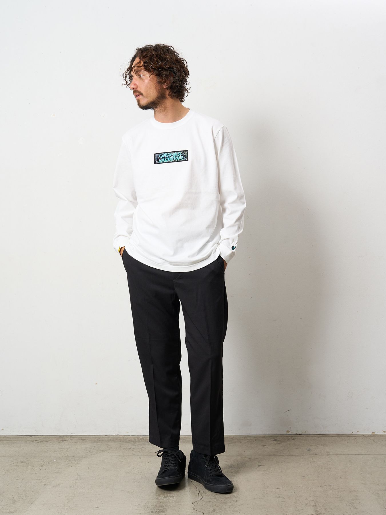 【予約品 5月8日(木) AM10時 締切】 5.6ozコットン天竺 スターグラムハート＆シークインLS Tシャツ / ホワイト
