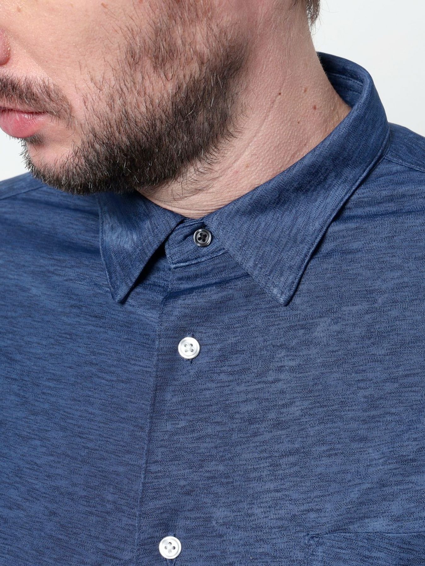 シャリトロメランジジャージー ショートレギュラーシャツ / サックス 【HIDEAWAYS NICOLE】