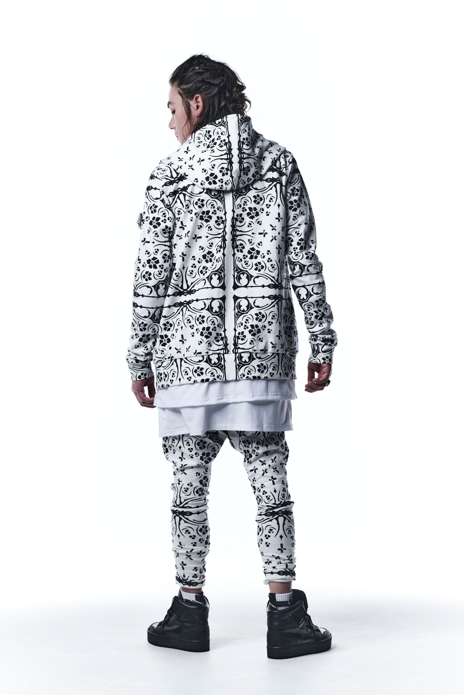 Hoodie パーカー BANDANA Print Jersey / White×Black 【kiryuyrik】