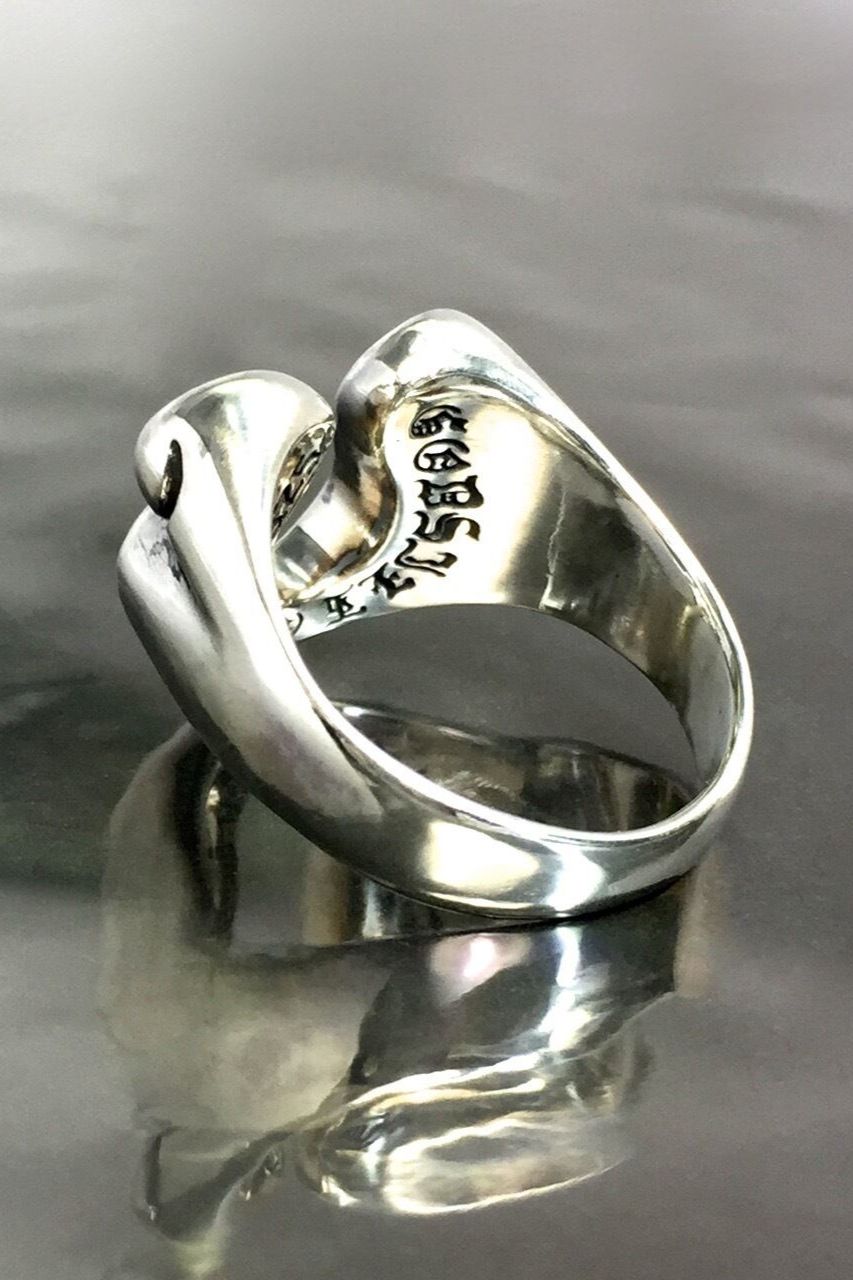 《受注生産》 RHYTHMIC HORSESHOE RING with BLACK CUBIC ZIRCONIA リング 【GOD SIZE】 注文から2～4入荷予定
