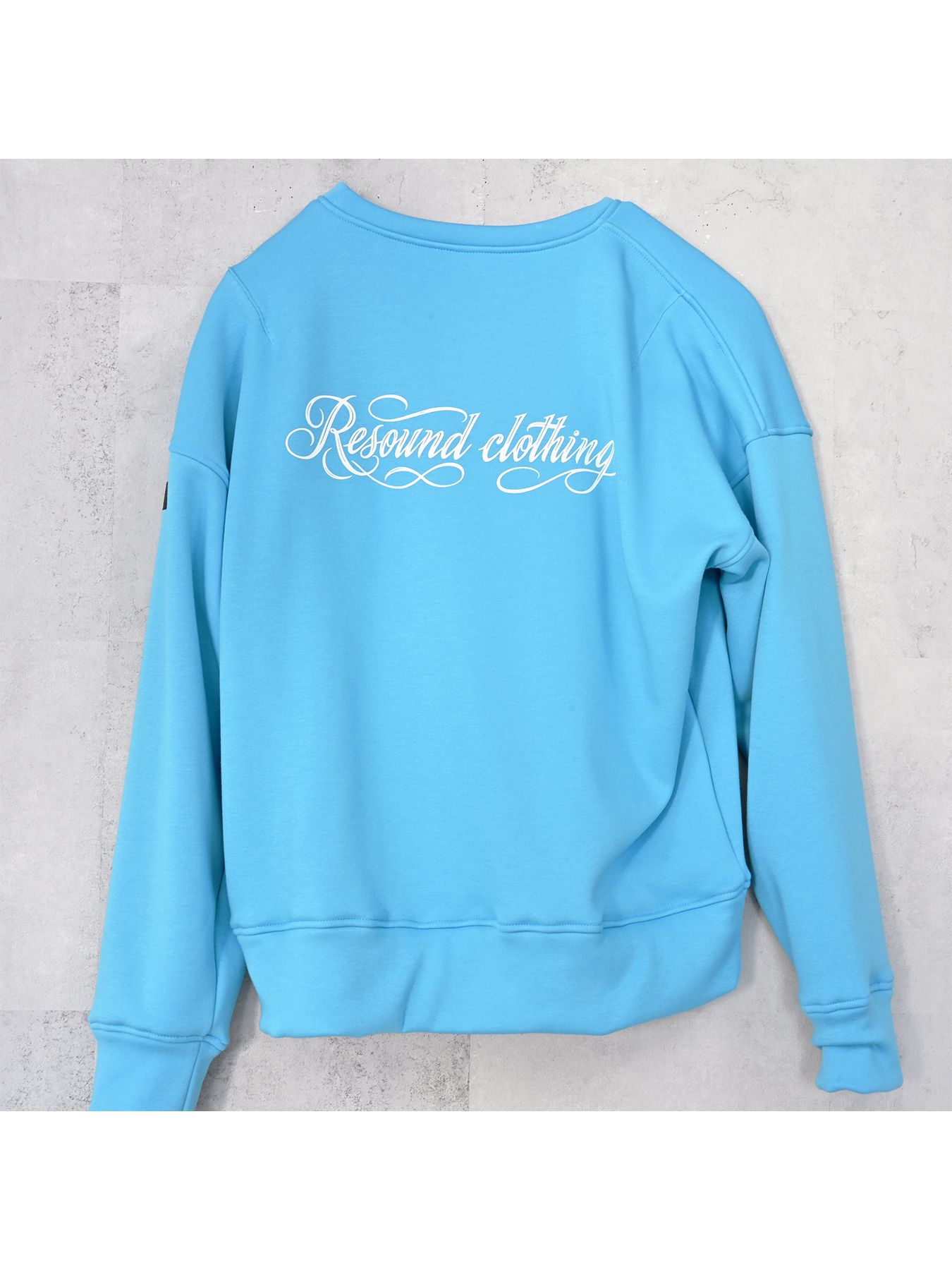 【予約品 9月6日(日) 締切】PIN ST RC VELOURS FLEECE DROP TRAINER / ピンストライプロゴ 裏起毛 ルーズトレーナー / ブルー