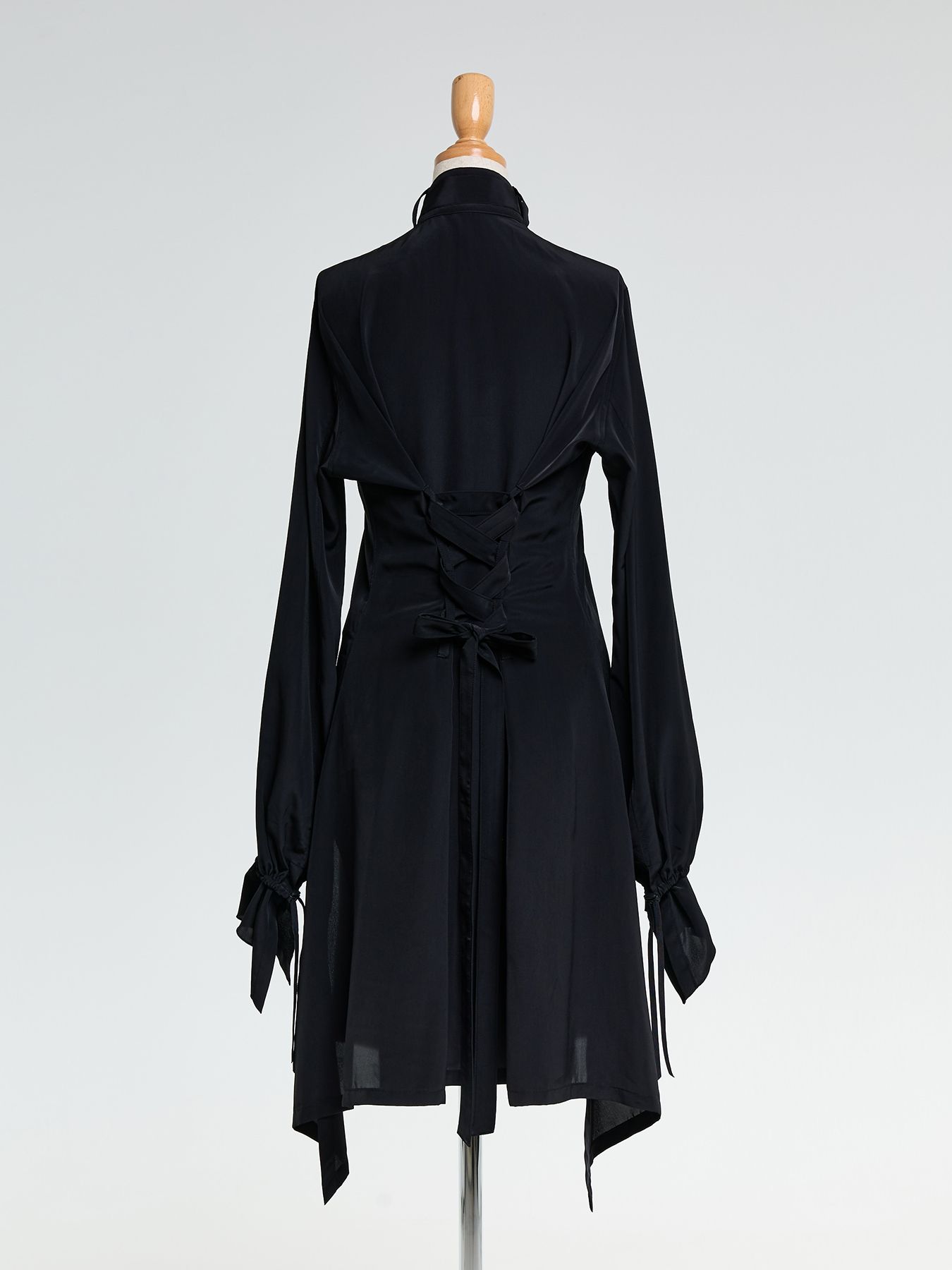 【予約品 10月26日(日) 締切】Wing Collar Flare Ribbon Shirt / ウイングカラー フレアリボンシャツ / ブラック