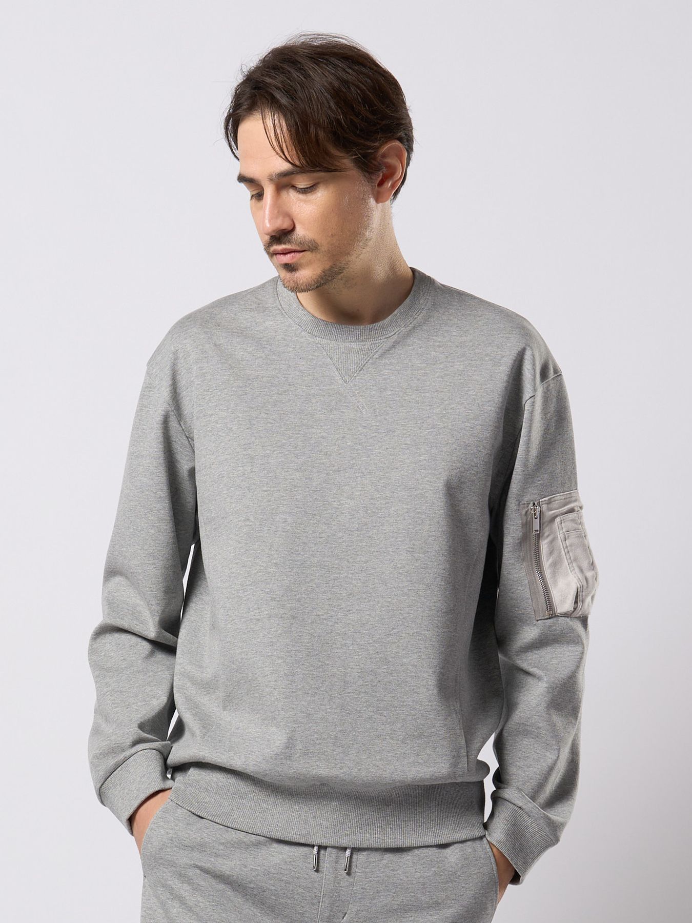 【予約品 9月23日(火) 締切】utility pocket sweatshirt / ユーティリティー ポケット スウェットシャツ / 杢グレー