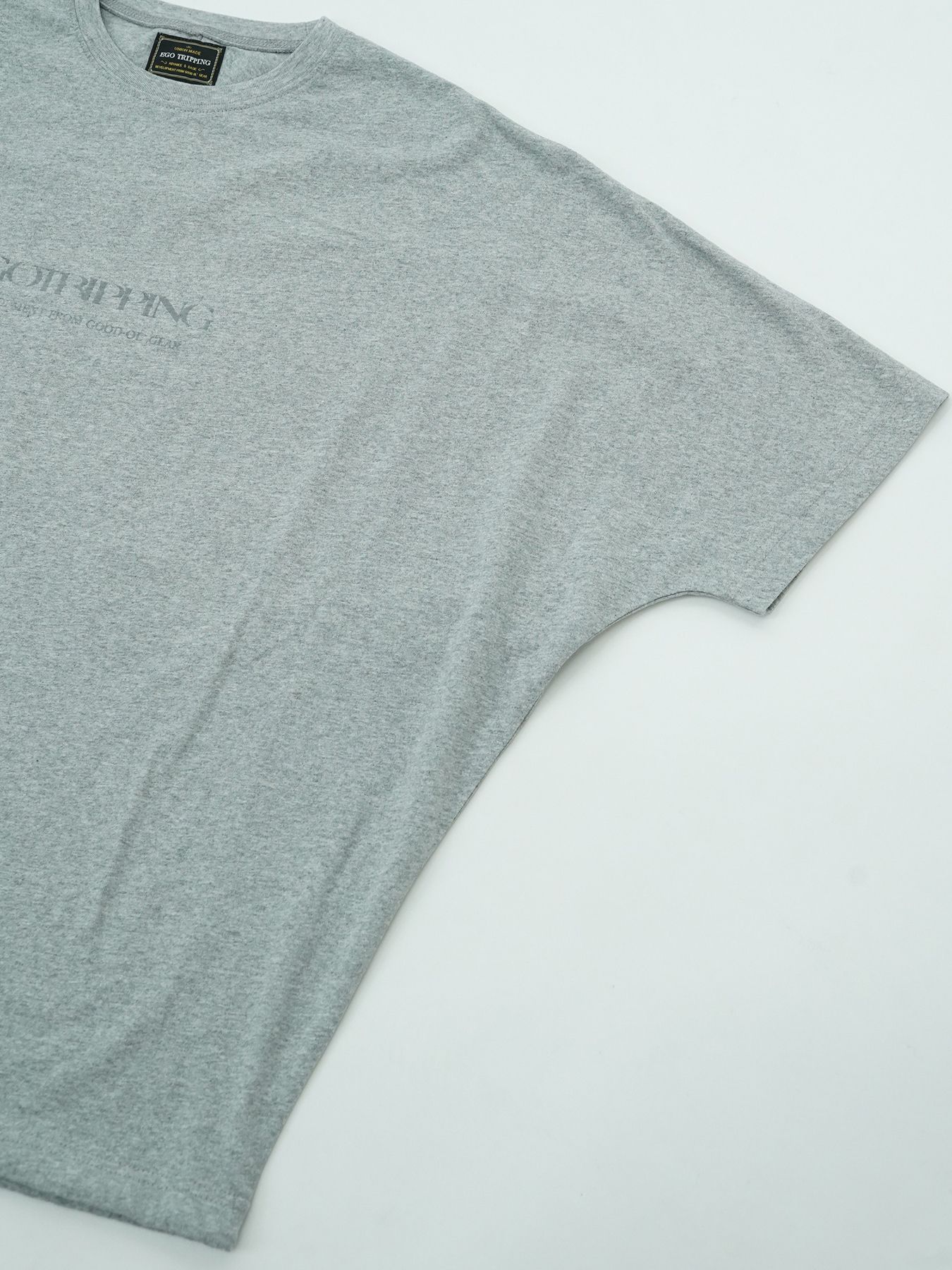 【予約品 2月1日(日) 締切】KITE TEE frocky / フロッキープリント ニットT / 杢グレー