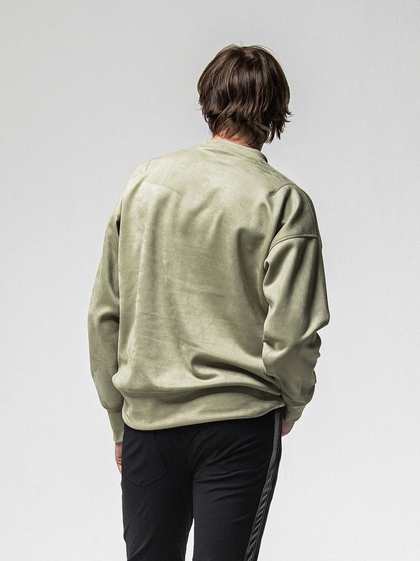 【予約品 8月31日(日) 締切】SUEDE DROP TRAINER / スウェード ドロップショルダートレーナー / カーキ