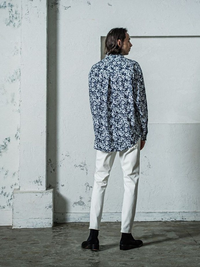 NYLON jack shirts / ナイロンシャツ / フラワーブラック