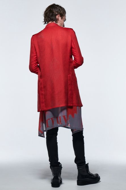 《予約品》 LogoShadowButterflyGC StoalFlareShirt / レッド＆グレー 【kiryuyrik】 2023年3月以降入荷予定
