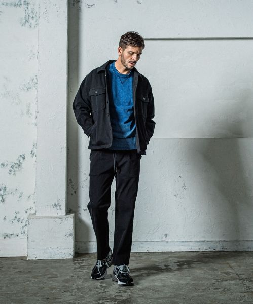 《予約11月17日19時締め》 EX denim jersey  WIDE PT / ワイドパンツ / ブラック