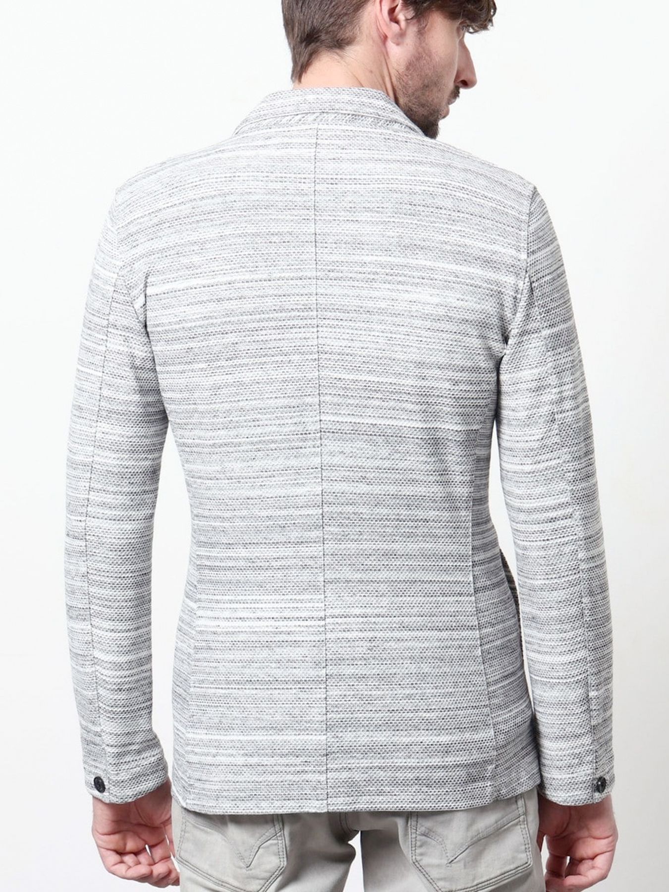 ハニカムジャガードラペルジャケット / ブルー×ネイビー 【HIDEAWAYS NICOLE】