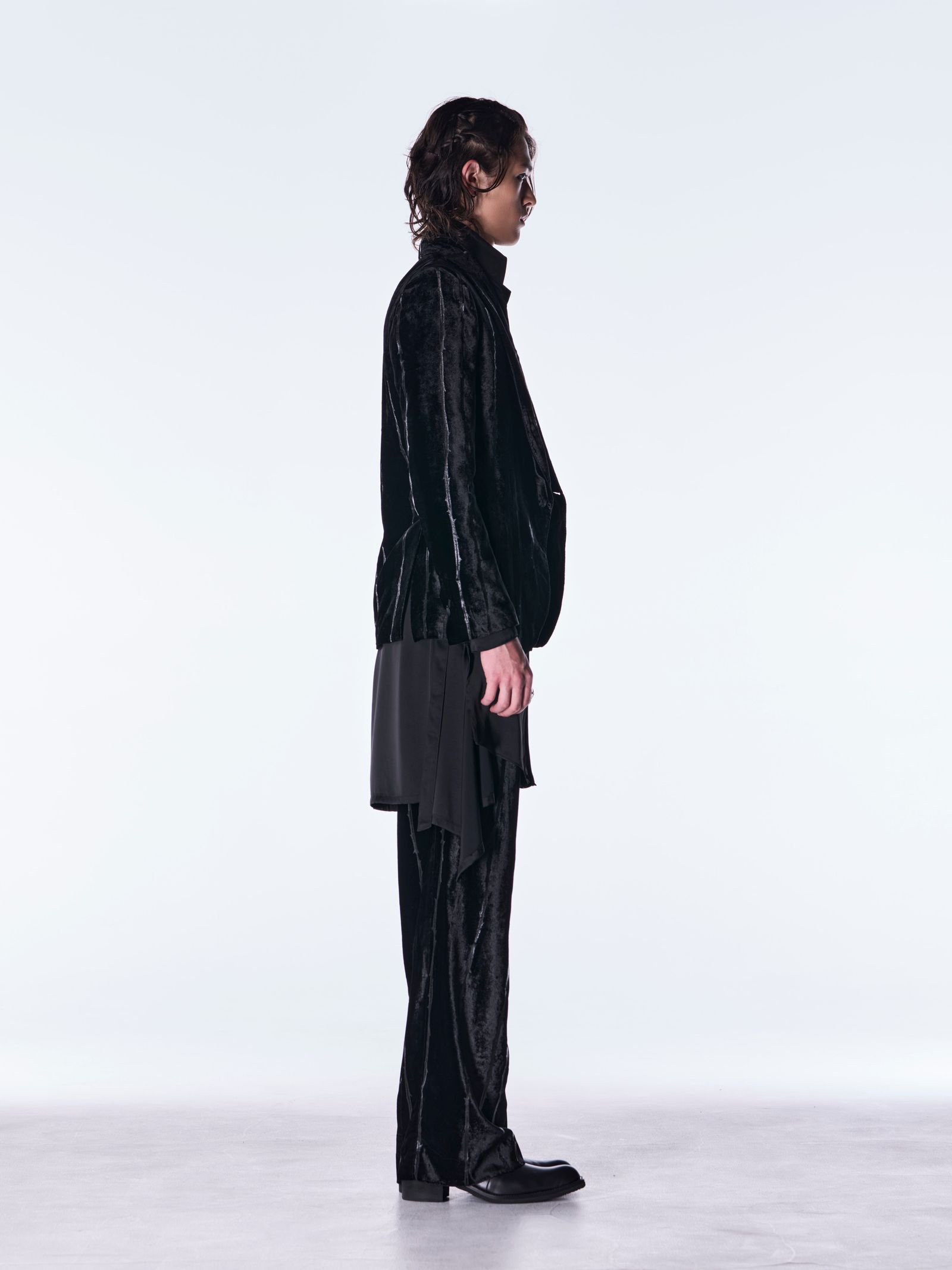 【予約品 6月29日(月) 締切】TOGE Velvet Wide Slacks / ベルベット ワイドスラックス / ブラック