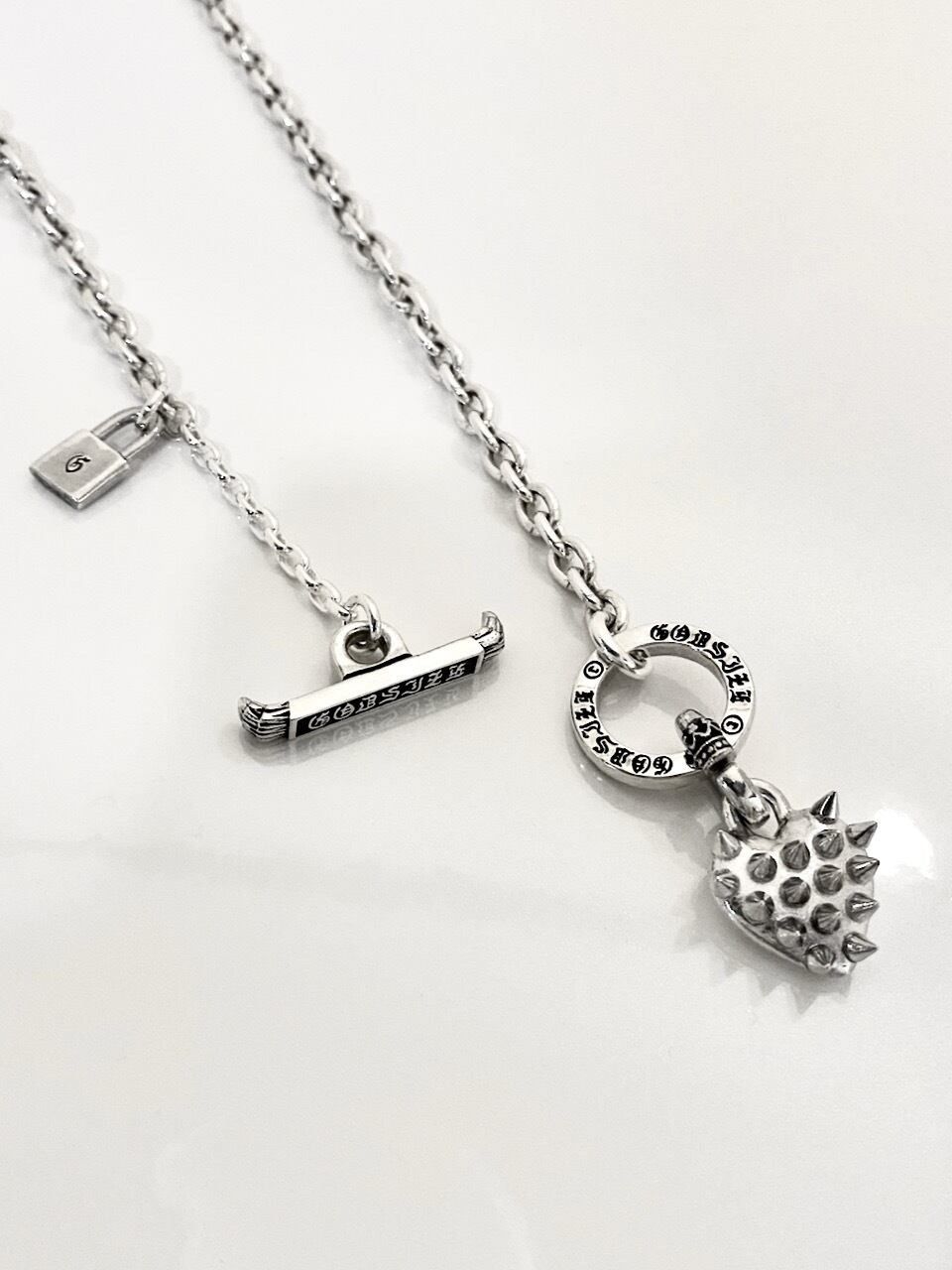 《受注生産》 CHAIN NECKLACE T-BAR [SPIKE : HEART] / スパイクスハートTバーネックレス/ 注文から2～3週間後入荷予定