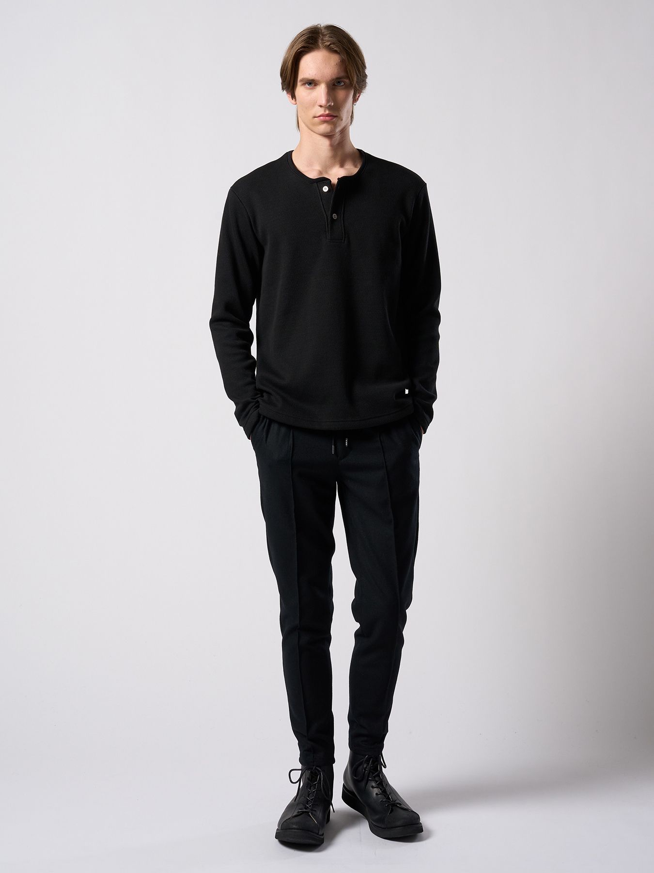 【予約品 4月19日(日) 18時締切】back boa thermal henley L/S / バックボア サーマル ヘンリーネック ロングスリーブ / ブラック
