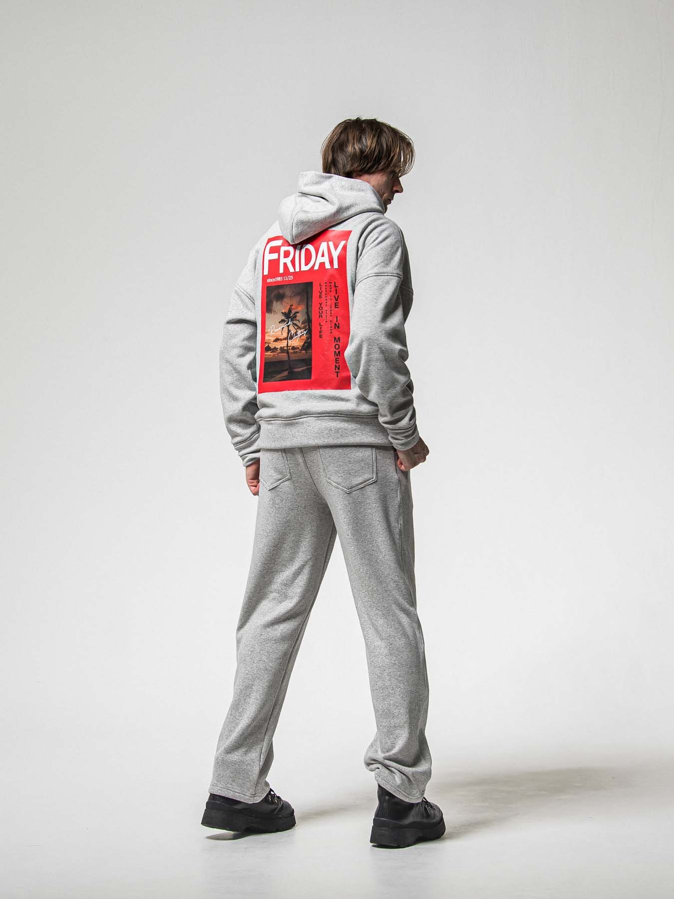 【予約品 8月31日(日) 締切】FRIDAY OLD COVER VEROURS FLEECE HOODIE / FRIDAYコラボ オールドカバー ベロアフリース フーディ / グレー