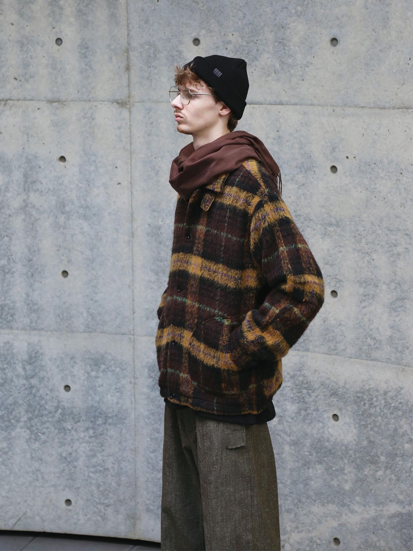 【予約品】WOOLY JKT / ブラウン×マスタード【QUOLT】