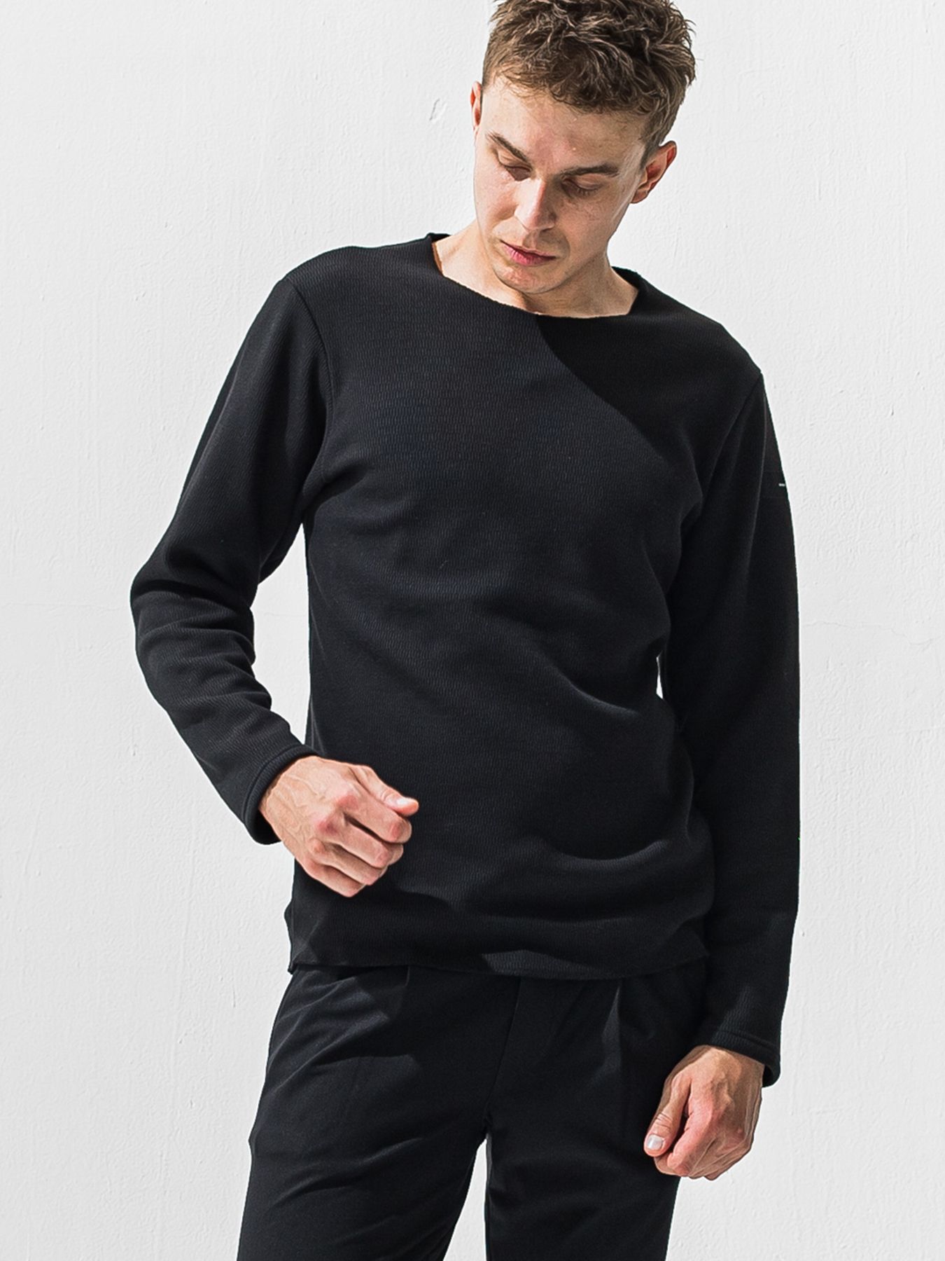 【予約品 9月6日(日) 締切】VELOURS FLEECE NEO THERMAL / 裏起毛 ハニカムサーマル ロングスリーブTシャツ / ブラック