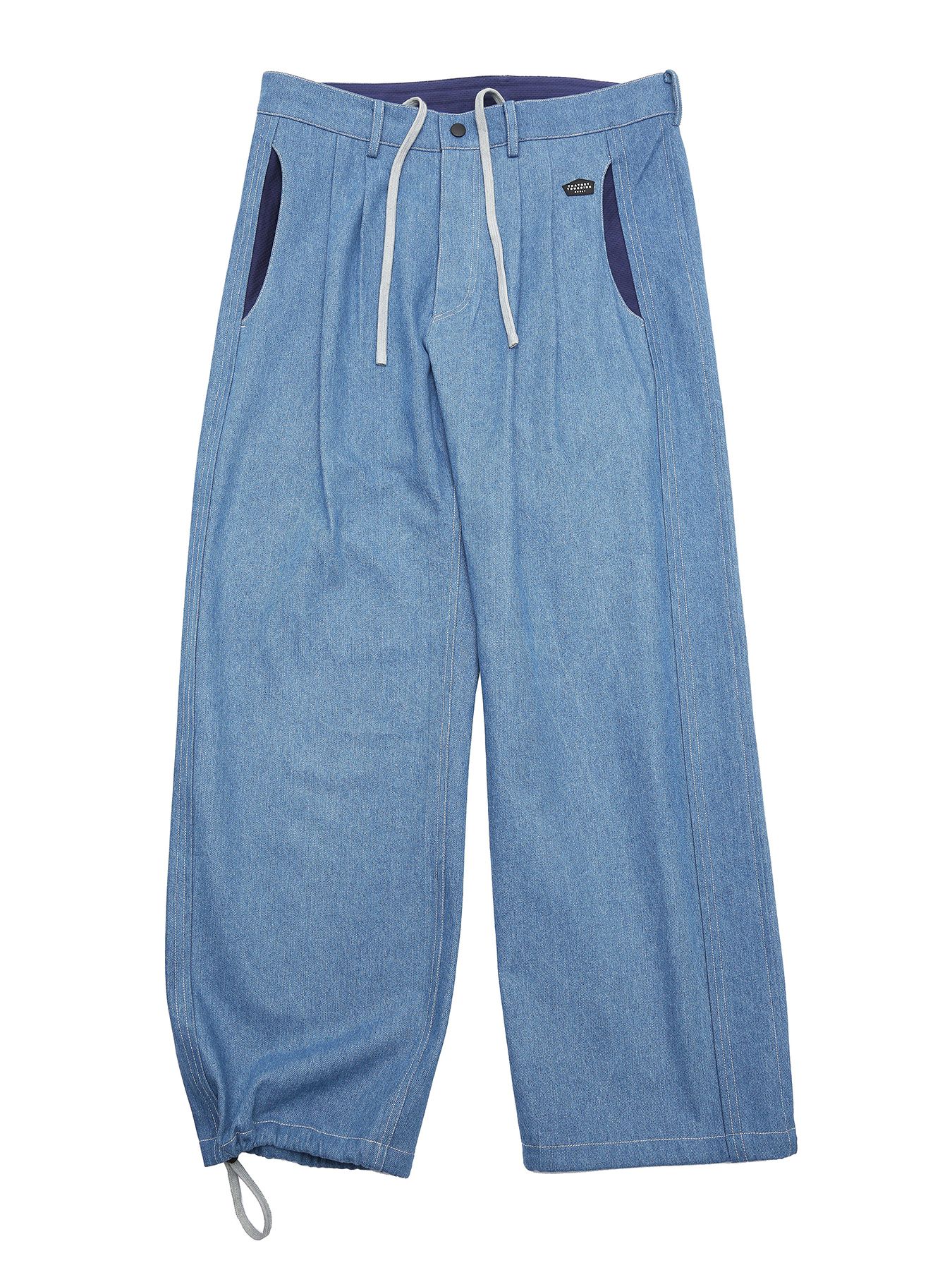 DENIM-MESH PANTS / アイスブルー【QUOLT】