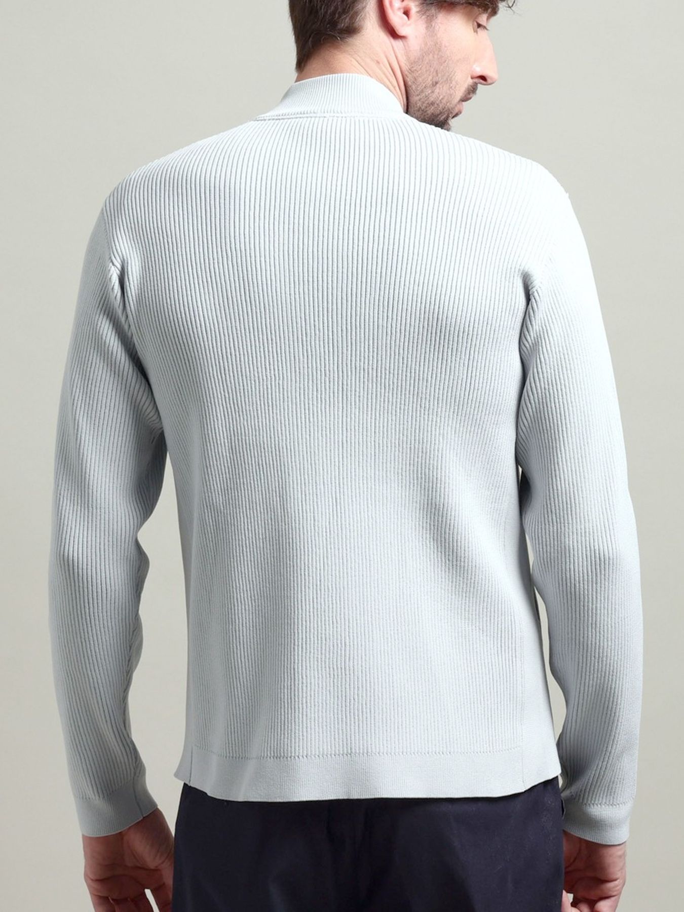 フルジップスタンドニットブルゾン / ライトグレー 【HIDEAWAYS BLACK】