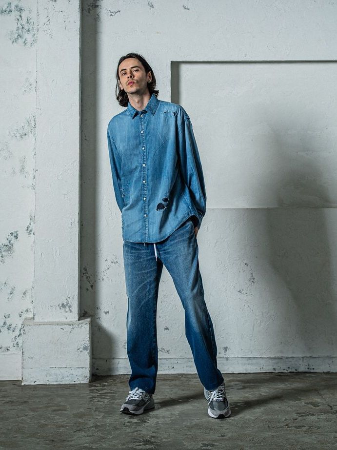《》 denim jack shirts / デニムシャツ / インディゴクラッシュ