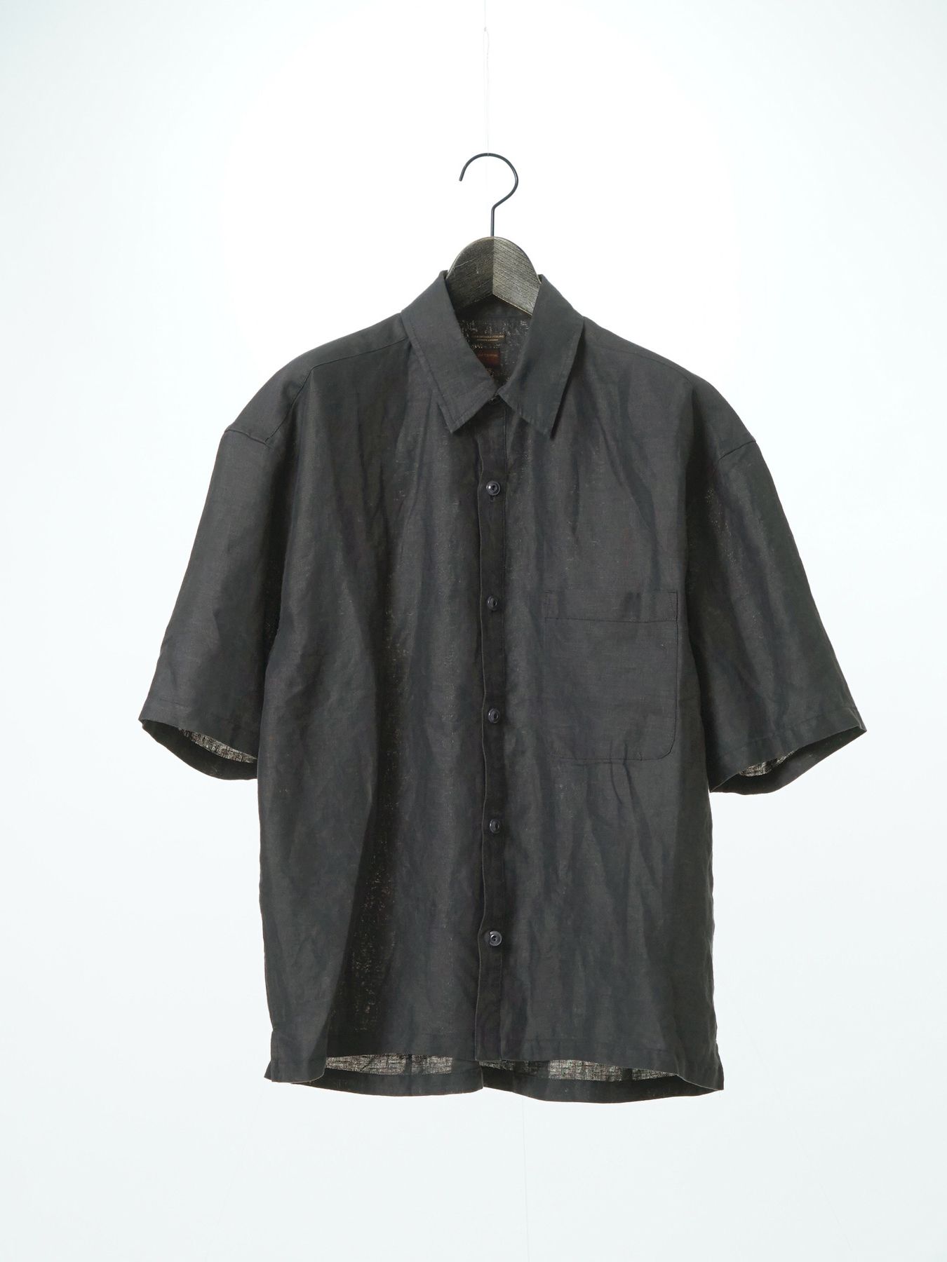 【予約品 2月1日(日) 締切】GATHERLINEN SHIRTS S/S / リネン 半袖シャツ / チャコール