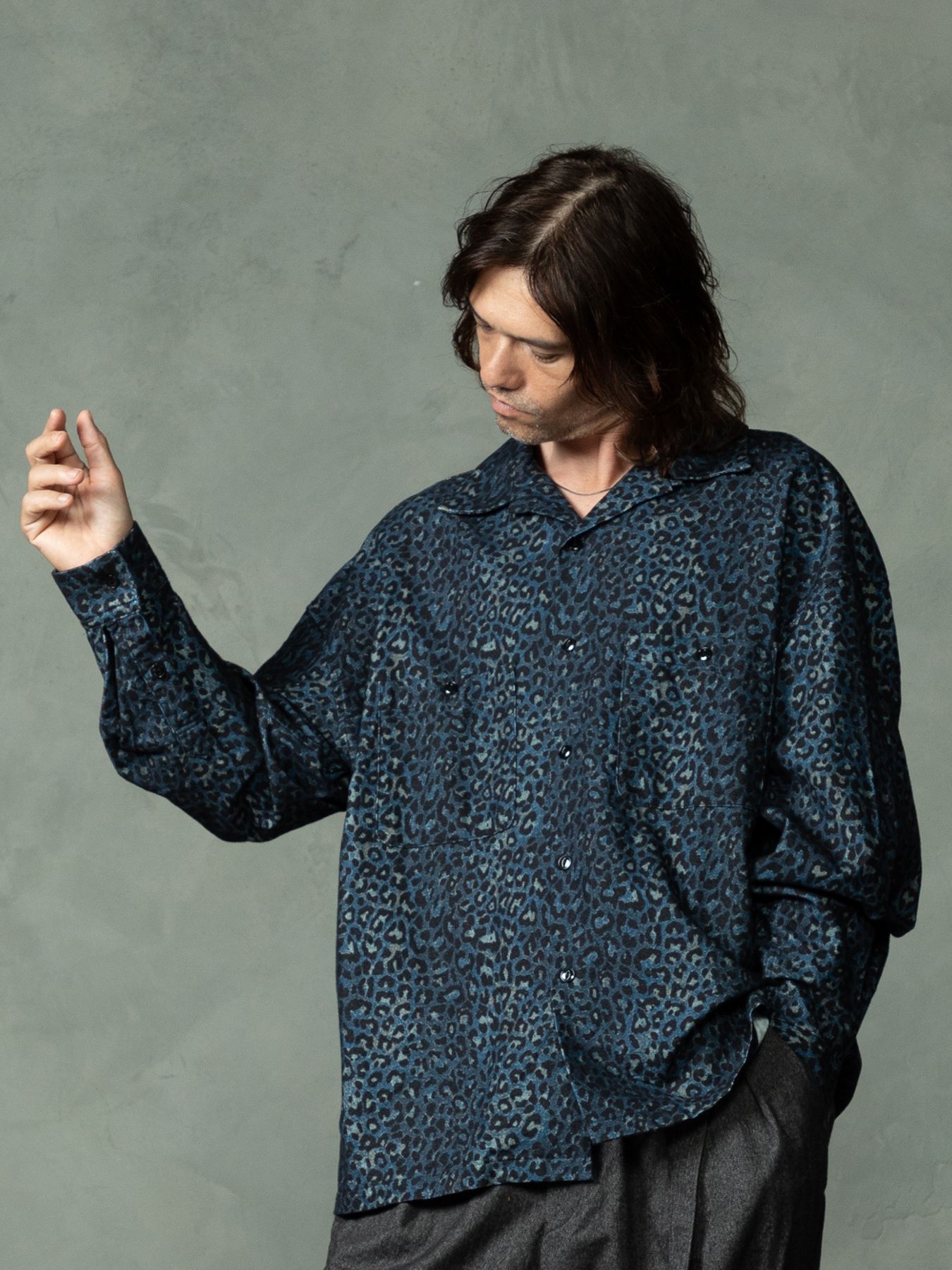 【予約品 7月5日(日) 締切】LEOPARD FLANNELSHIRTS / レオパード フランネルシャツ / ネイビー