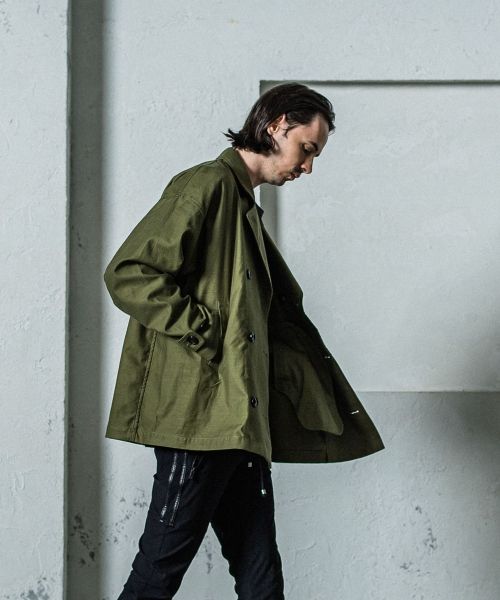 《予約11月17日19時締め》 military OVER PCOAT / ピーコート / カーキ