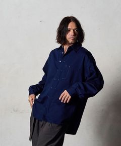 【予約品10月20日(日）締め】 SOSIR used / シャツ / ダークインディゴユーズド×アイボリーホワイトステッチ×ネイビー