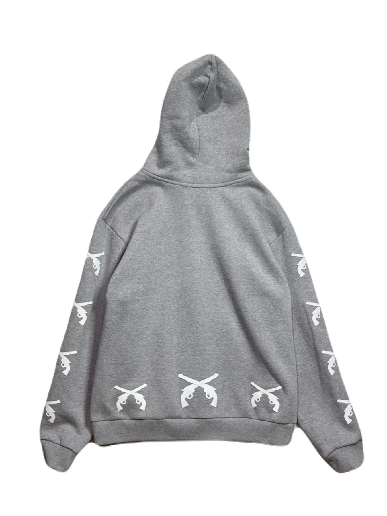 【予約品 3月9日(月) 18:00 締切】LEATHER PATCH HOODIE / レザーパッチ ジップフーディ  / グレー