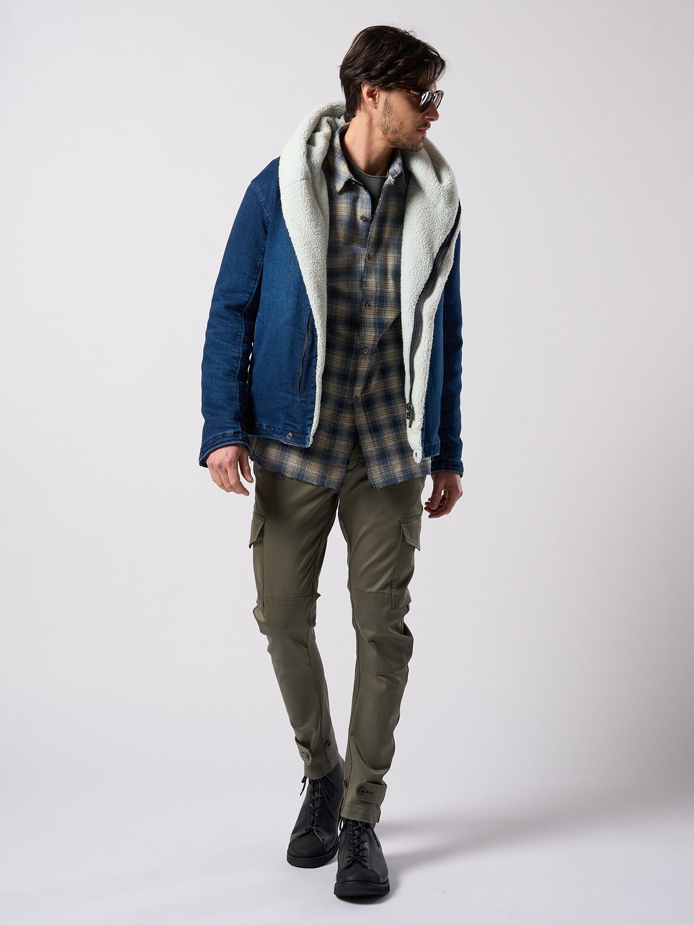 【予約品 4月19日(日) 18時締切】aging loose check shirt / エイジング ルーズ チェックシャツ / フェードブルー