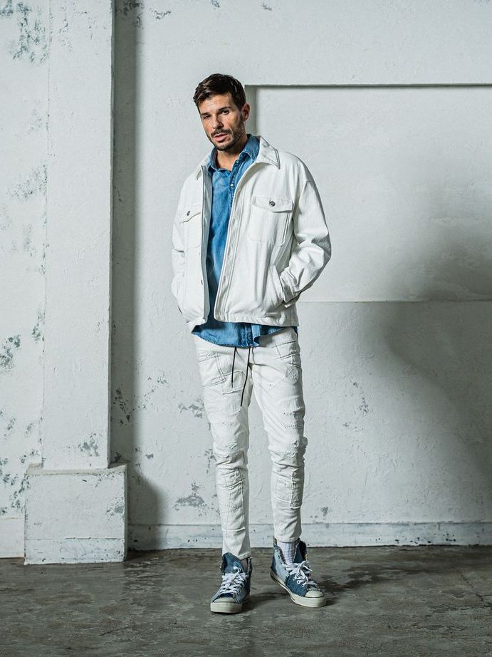 《予約11月17日19時締め》 MICK DENIM JERSEY / ジャージパンツ / ホワイトリメイク
