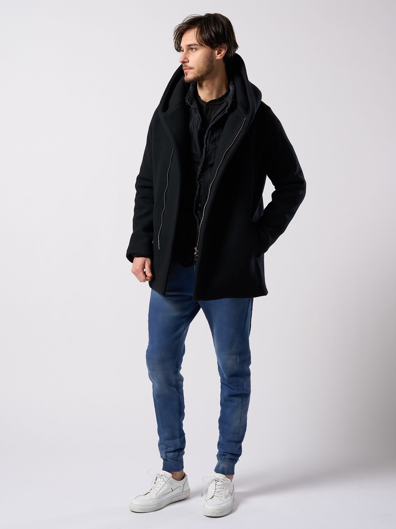 【予約品 4月19日(日) 18時締切】2-hook denim shirt / 2フック デニムシャツ / ブラックユーズド