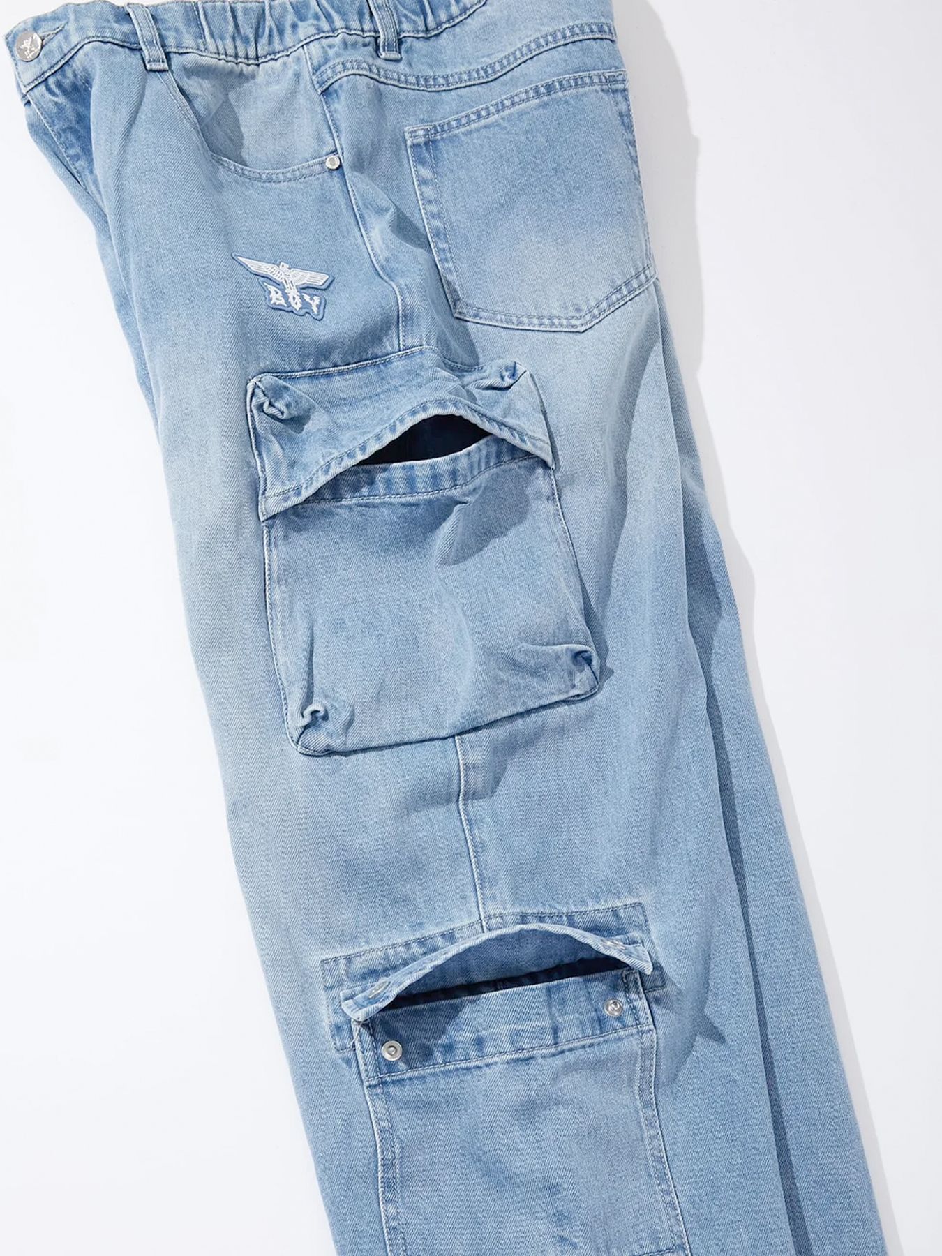 LOOSE FIT DENIM CARGO PANTS / ルーズフィット カーゴパンツ / ブルー