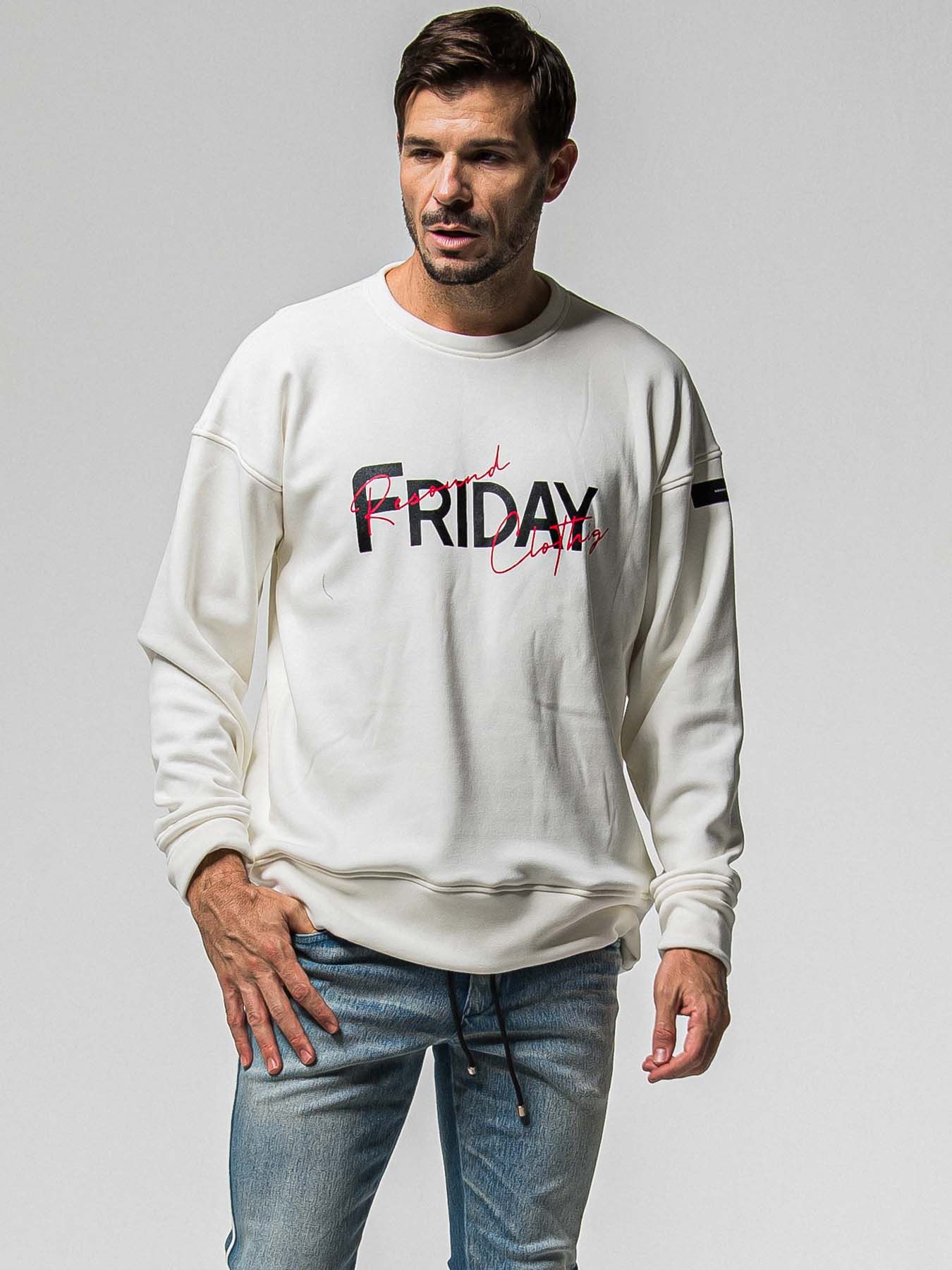【予約品 8月31日(日) 締切】FRIDAY OLD LOGO VEROURS FLEECE TRAINER / FRIDAYコラボ オールドロゴ ベロアフリース トレーナー / ホワイト